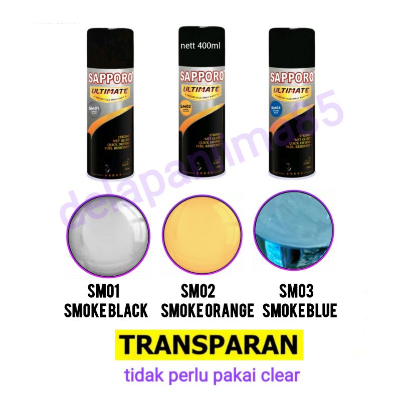 Sapporo Ultimate Smoke Blue Black/biru hitam transparan/cat semprot/pylox/cat cover lampu