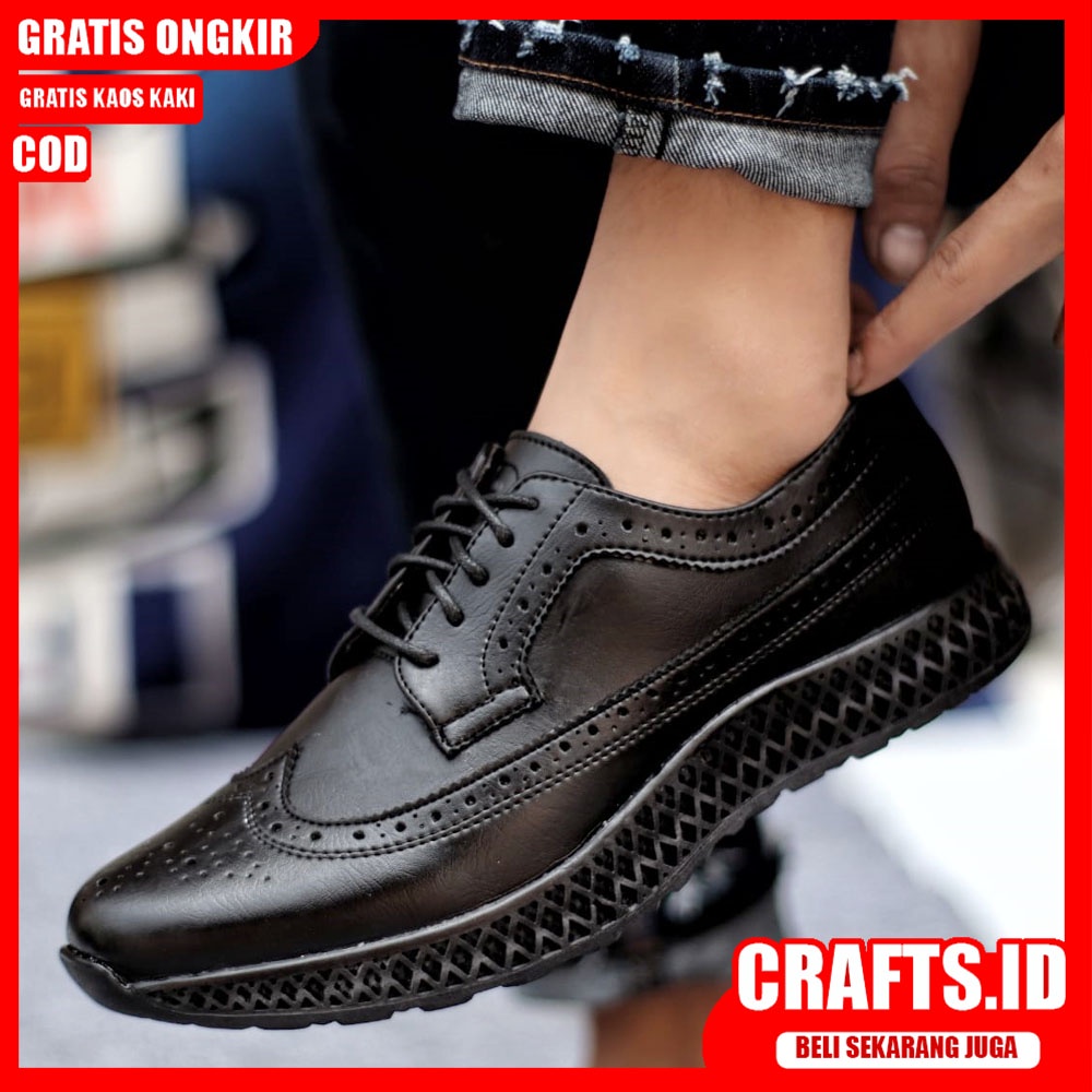 CRAFST X WINGTIF Sepatu Casual Pria Sepatu Kasual Pria Kulit Pu Kerja Kantor Sepatu Pria Casual Original Sepatu Semi Formal Kuliah Kondangan Gaya Keren Kekinian Terbaru Murah Terlaris