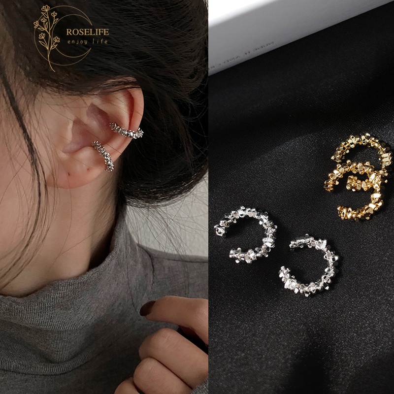 Roselife 2pcs Anting Klip Tanpa Tindik Bentuk Roda Gigi Kecil Untuk Wanita