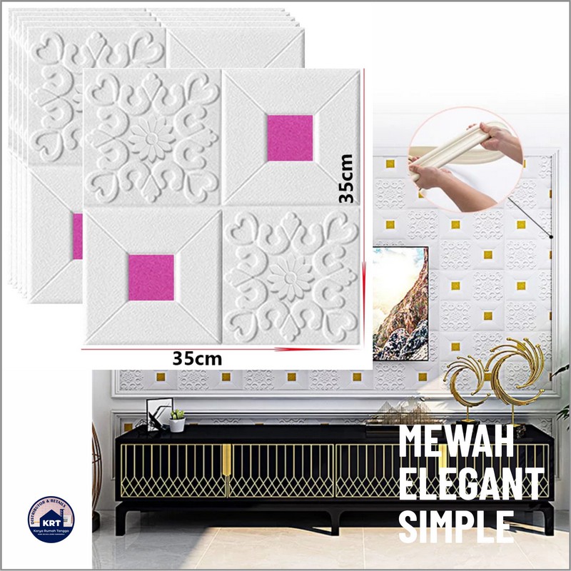 PROMO WALLPAPER FOAM 3D MOTIF BATIK KRISTAL Classic 35X35 / Wallpaper Sticker Dinding Plafon Emboss-4