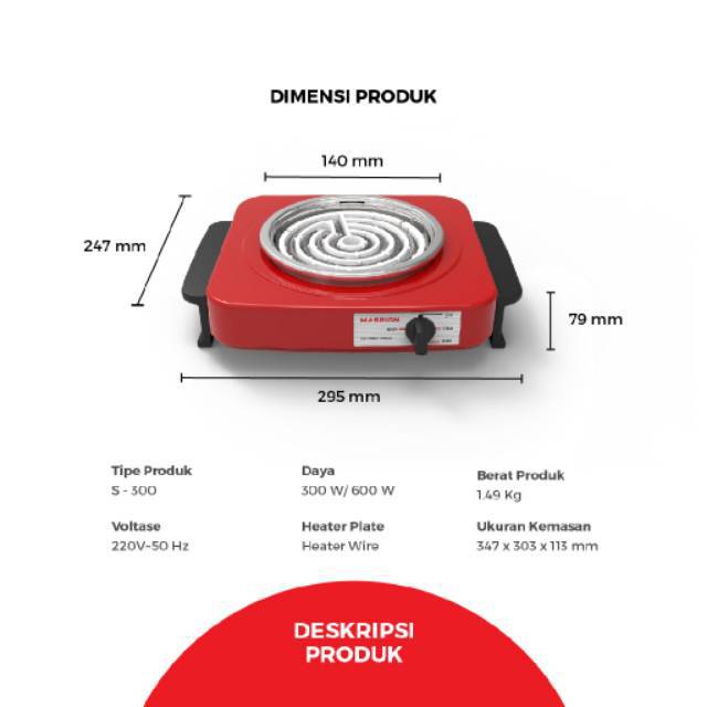 Kompor Listrik Portable Maspion S-300