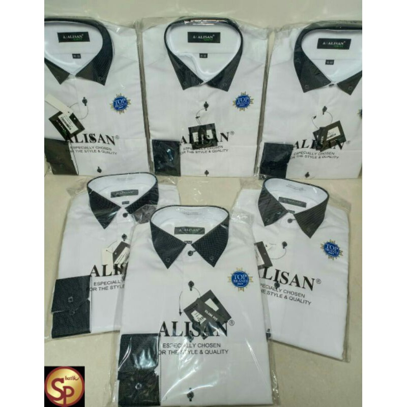KEMEJA ALISAN PUTIH LENGAN PANJANG DOBBY