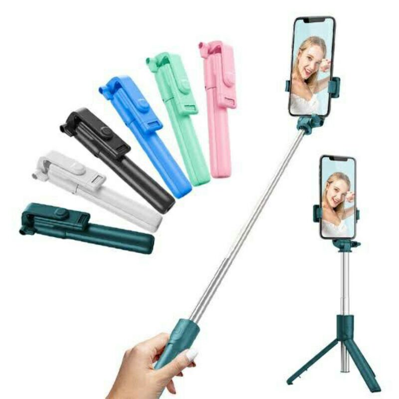 Tongsis Tripod Bluetooth R1 3 In 1 Remote Selfie Stick 360