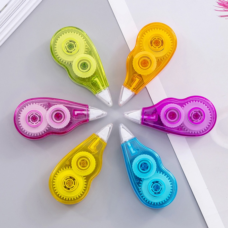 6pcs / Set Correction Tape / Tip Ex Kertas Transparan Portable Warna-Warni Untuk Menulis