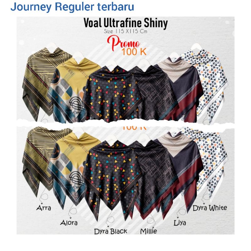 Hijab Journey - Reguler Scraf Scarves Kerudung Pashmina Segi Empat Alora Arra Dyra White Drya Black 