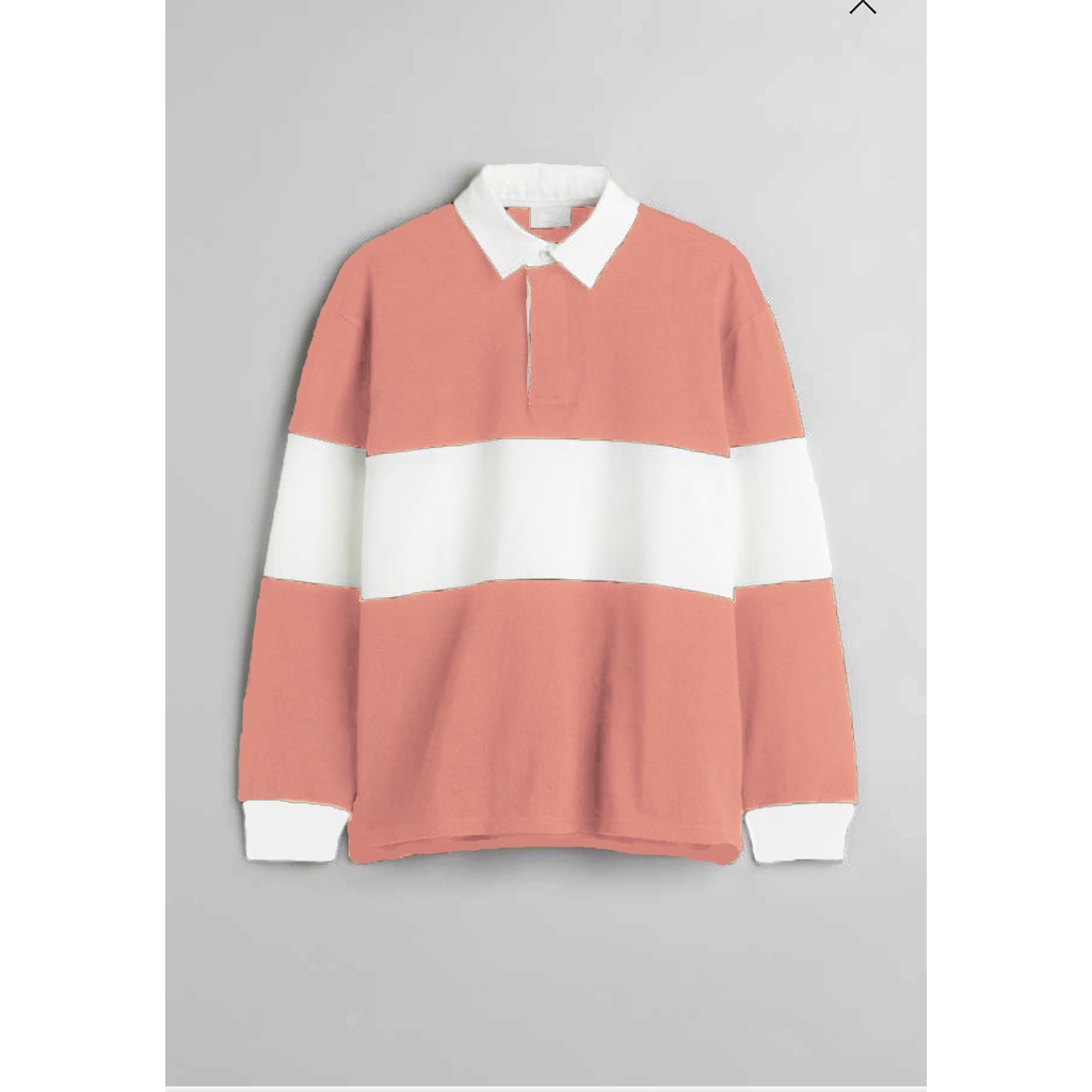 Sweatshirt Kaos Polo Pria dan Wanita Kaos Oversize Rugby Shirt-Salem White