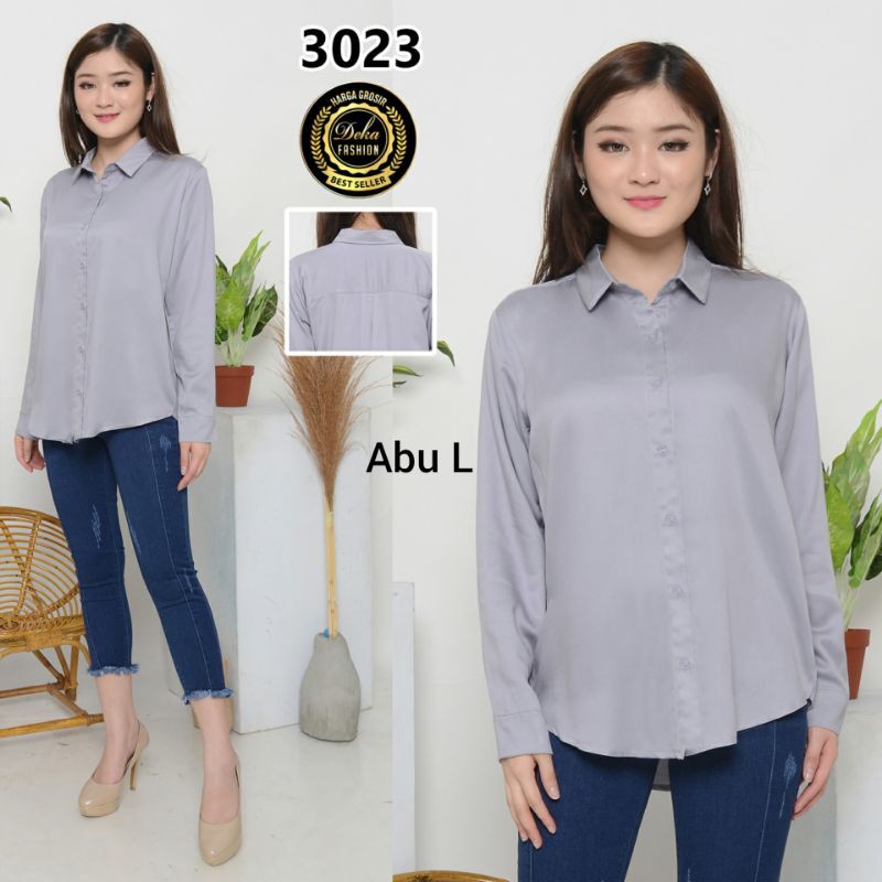 KEMEJA WANITA KATUN TWILL 30s - 3023-Abu L