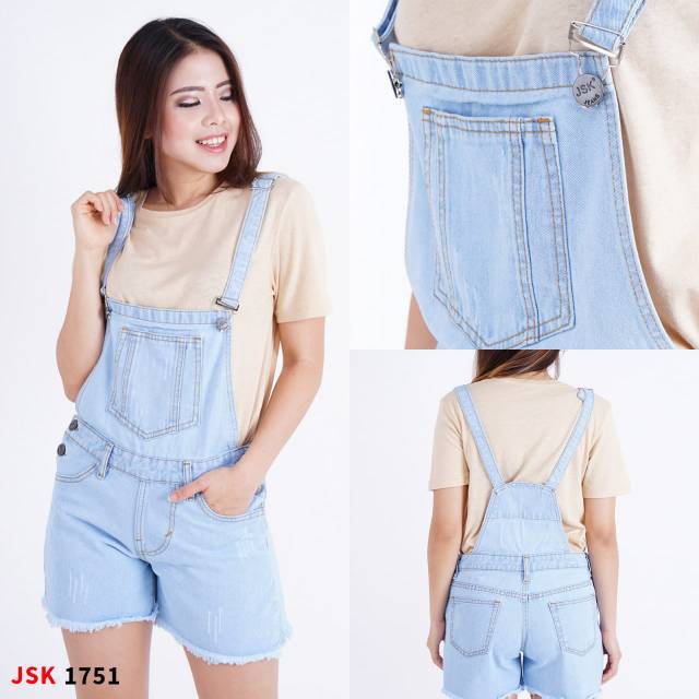  2 WARNA Hotpants Overall Jeans Baju  Kodok  Pendek Murah 