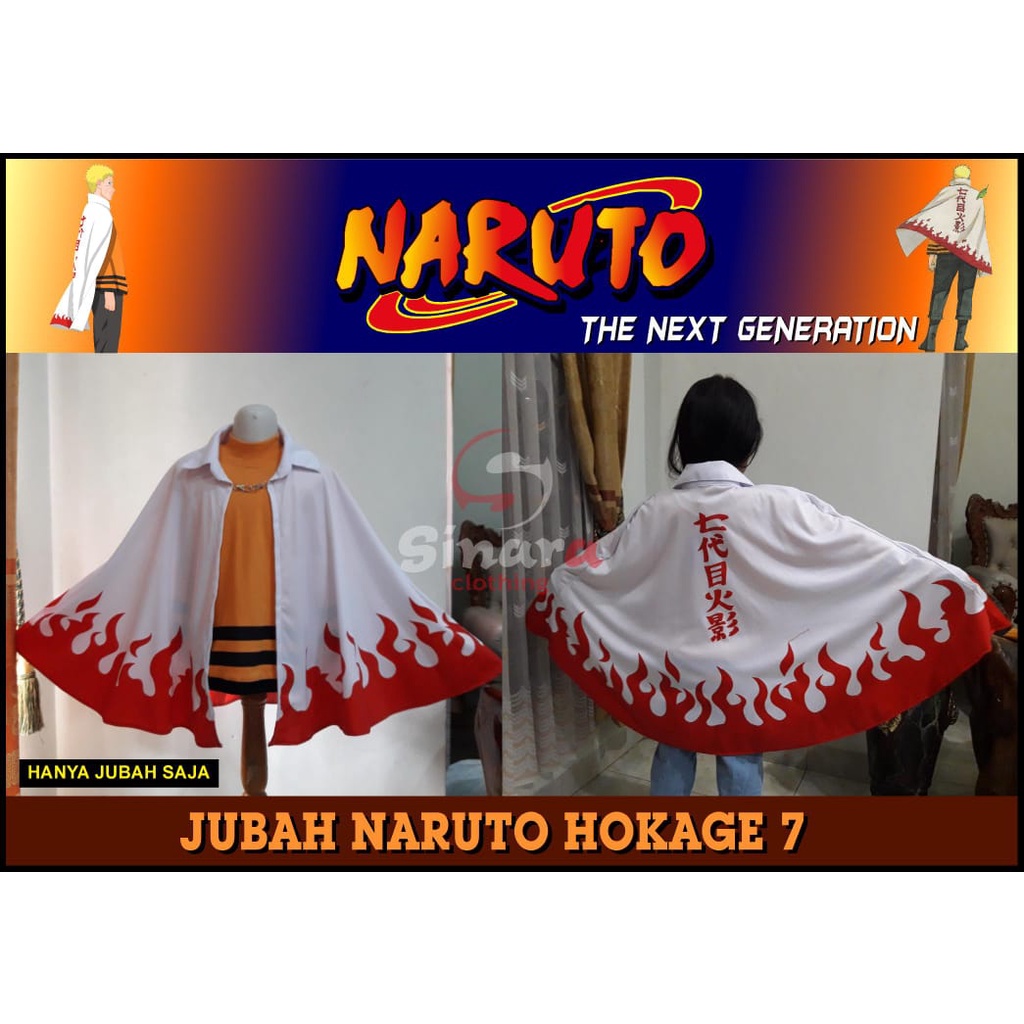 Jubah Naruto Hokage Anak dan dewasa- Naruto Uzumaki Cosplay Costume Coat Casual