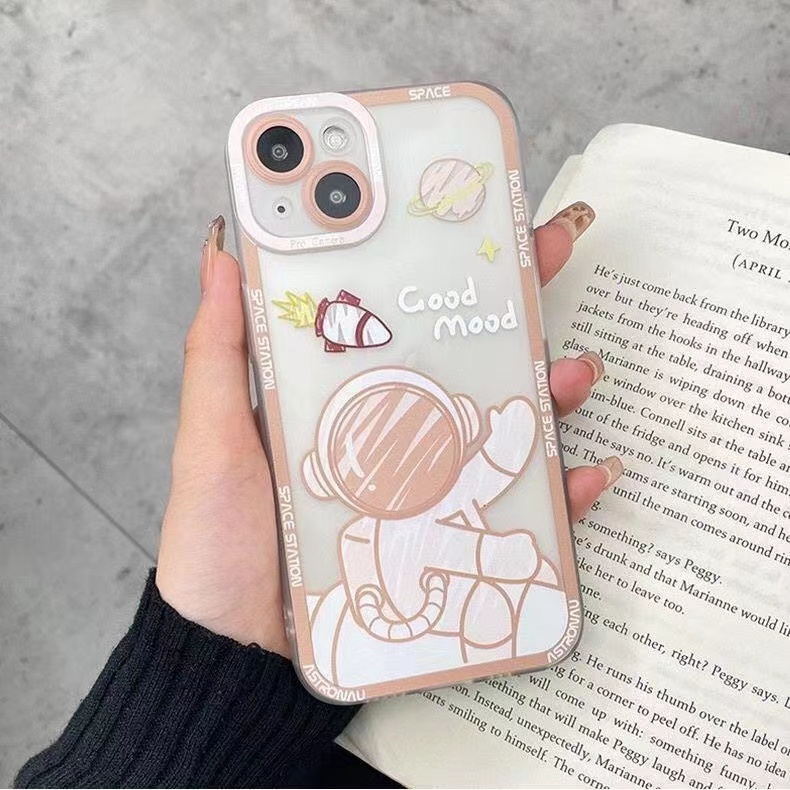 Soft Case Tpu Transparan 13pro 13prm Desain Astronot Untuk iPhone 11 7Plus 8Plus Xr XS 13 12pro Max