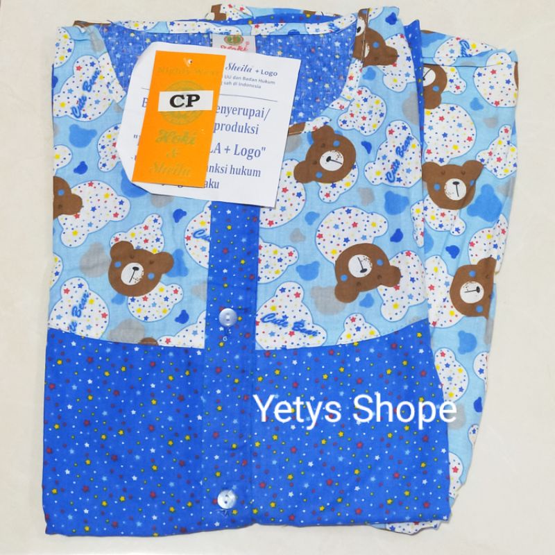 CP Full Kancing Hoki&Sheila LD110 Baju Tidur Piyama Standart [Part 1]-BintikBear Biru