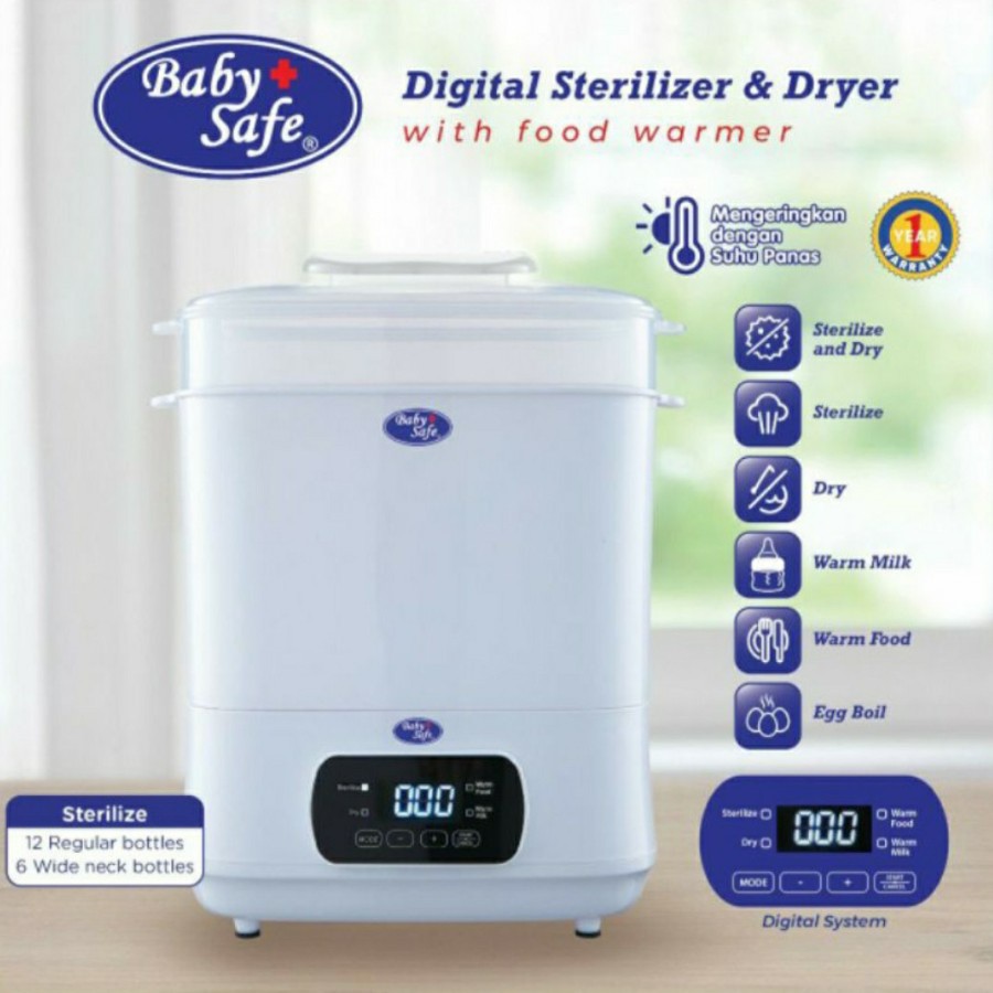 Baby Safe Digital Sterilizer &amp; Dryer With Food Warmer