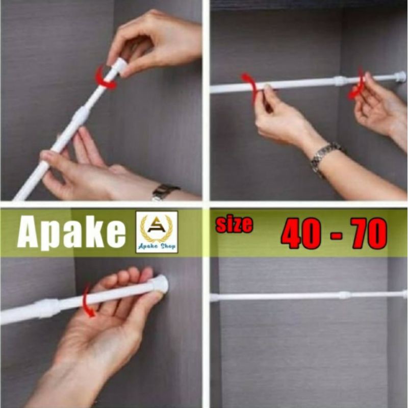 gantungan besi fleksible / gantungan tirai / tongkat magic / gantungan besi putar size 40-70