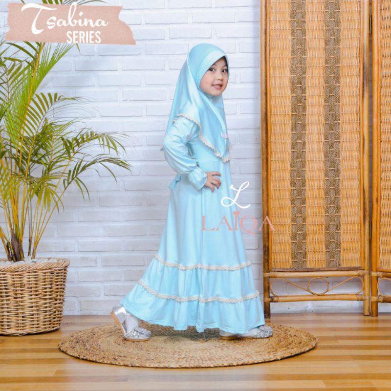 Gamis anak 1-7 th Tsabina baby blue By LAIQA