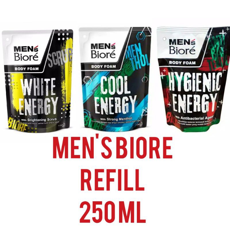 MEN'S BIORE BODY WASH REFILL 250 ML SABUN MANDI CAIR KHUSUS PRIA BRIGHTENING WHITENING PENCERAH