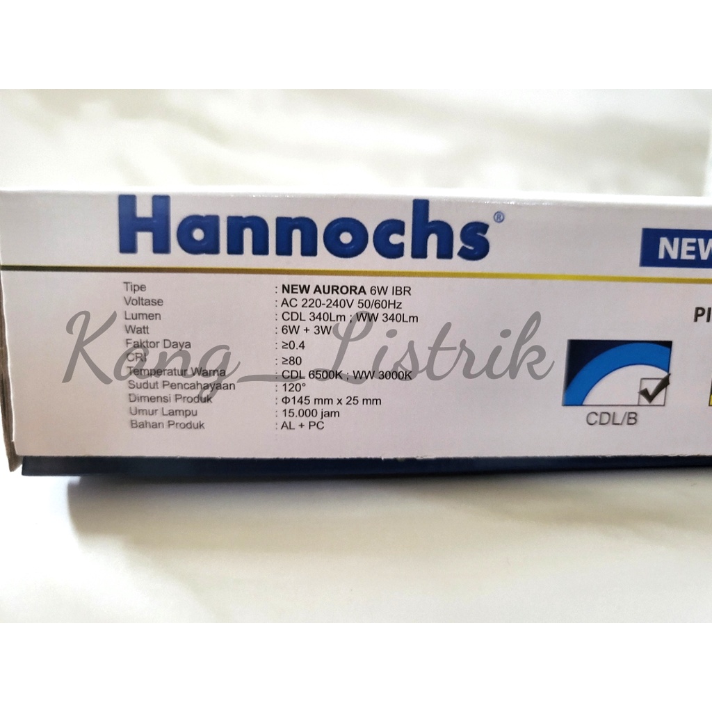 Hannochs New Aurora 6 Watt IB Bulat / Downlight LED 2 Warna Bulat IB