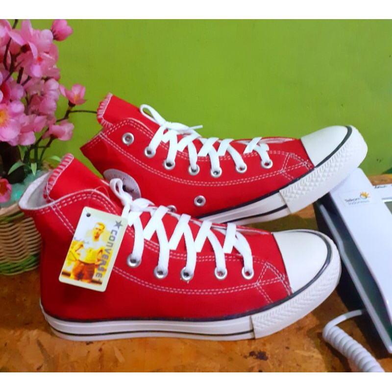 CONVERS CLASIK HIGH+BOX-MERAH PUTIH  TINFGGI