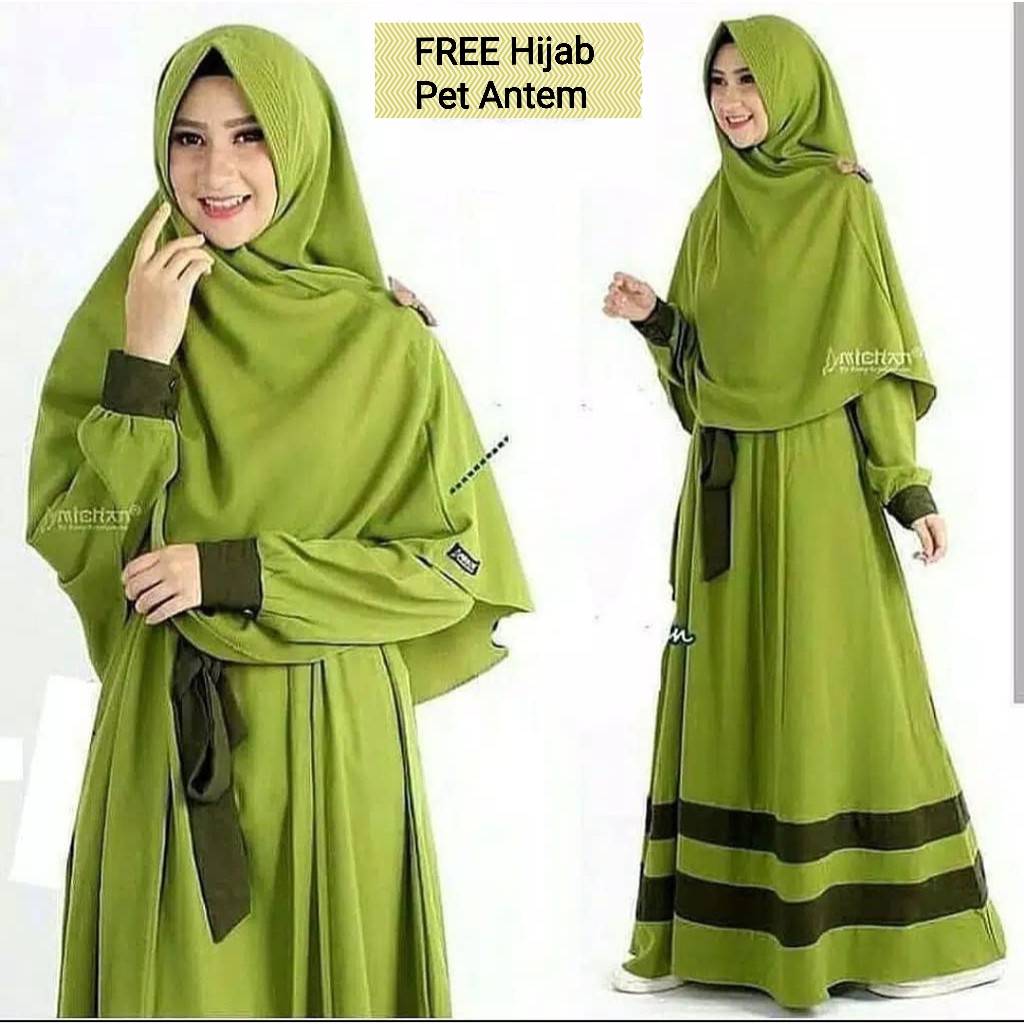 Lasminah Set FREE Khimar - Bisa COD Gamis Baju Dress Syari Busui Kondangan Nikahan Seragaman Model A
