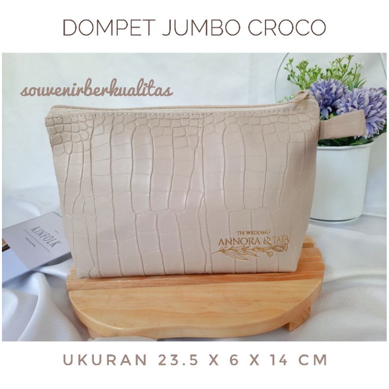 Souvenir Pernikahan Dompet Croco Jumbo UK 23.5x6x14 Dompet Kosmetik Pouch Skincare Dompet Kulit Souv