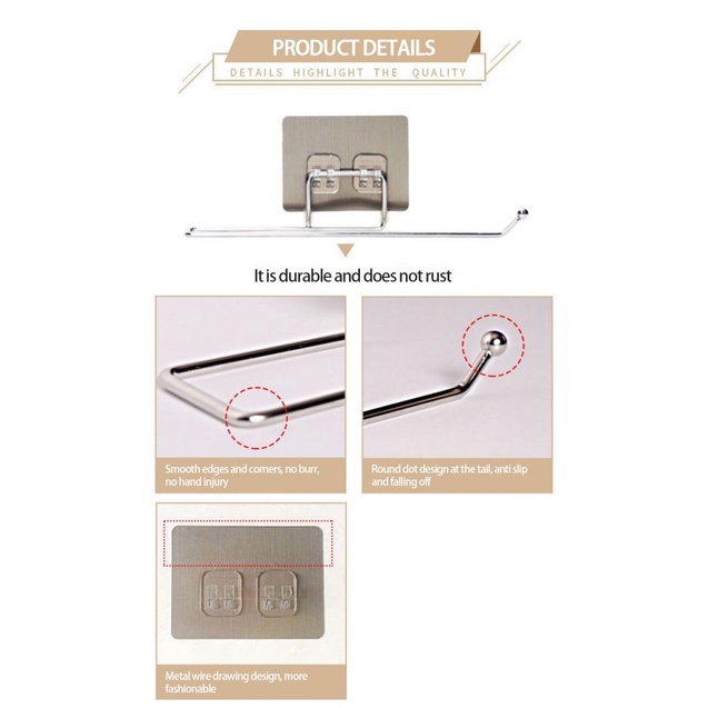 Rak Holder Tisu Gulung Model Gantung Dengan Perekat Kuat Untuk Dapur