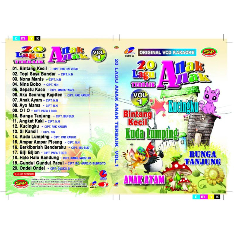 Kaset lagu anak original vcd karaoke 20 lagu anak-anak terbaik vol.1