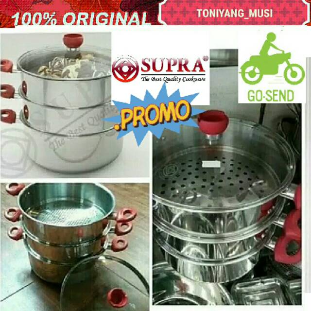 panci steamer supra susun 3, ukuran 32cm, panci kukusan susun 3