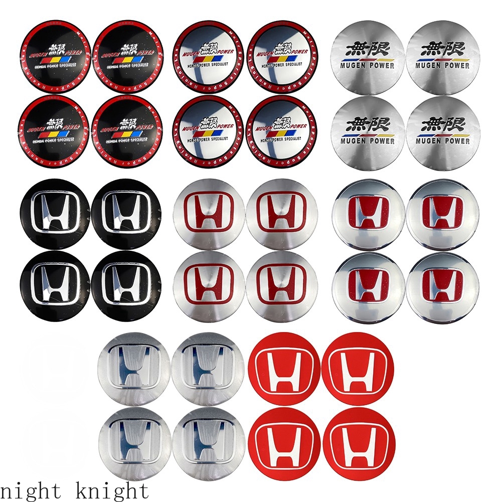 4pcs Stiker Emblem Badge Logo Night Knight Honda Mugen Power 56mm Untuk Velg Hub Mobil