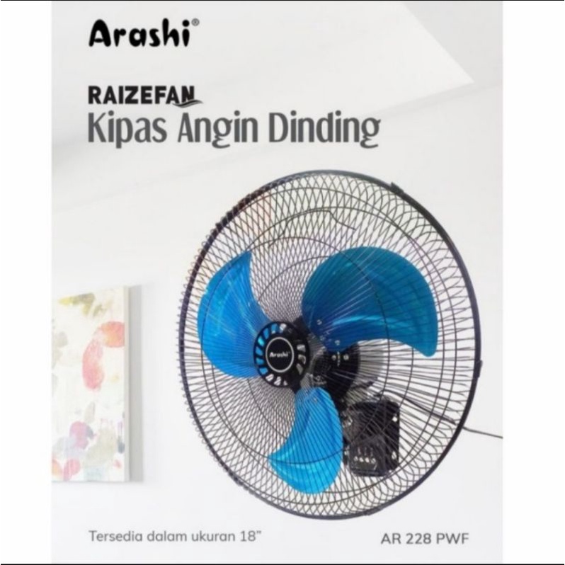 industrial wall fan ARASHI 18 inci RAIZE - kipas dinding remote atau manual