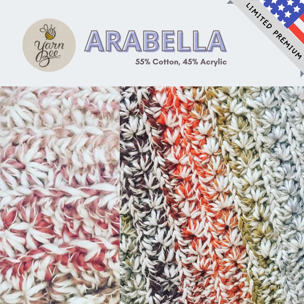 LIMITED USA - YARN BEE ARABELLA - COTTON ACRYLIC YARN - PREMIUM SOFT CROCHET KNITTING YARN SPIRAL VARIEGATED MIX COLORS