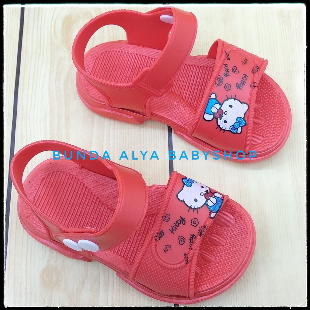 Sendal Anak Perempuan Usia 6 Bulan 1 2 3 4 Tahun Karet Elastis Empuk - Sepatu Sandal Anak Cewek Tali Karet Anti Licin MERAH Size 18 - 29