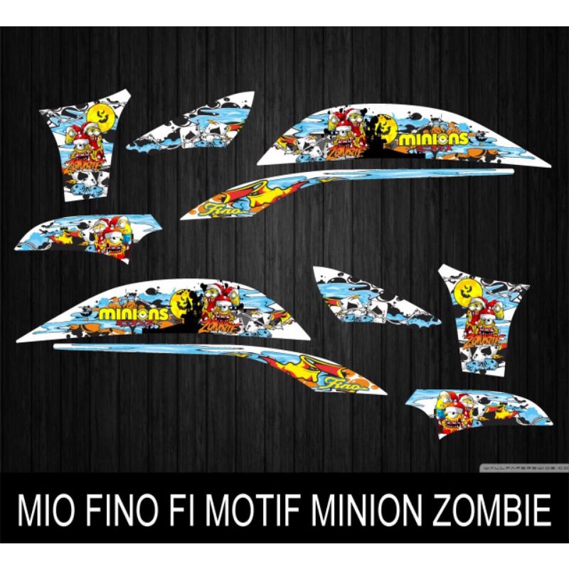STICKER STRIPING VARIASI MIO FINO FI MOTIF MINIONS ZOMBIE