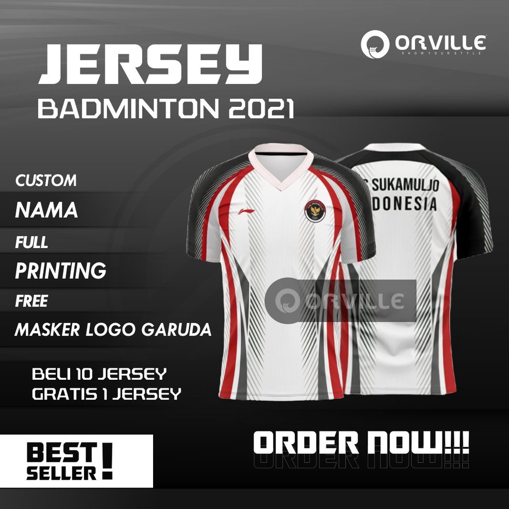 JERSEY TIMNAS BADMINTON OLIMPIADE TOKYO ATASAN &amp; SETELAN  FULL PRINTING/FREE NICKNAME/FREE MASKER