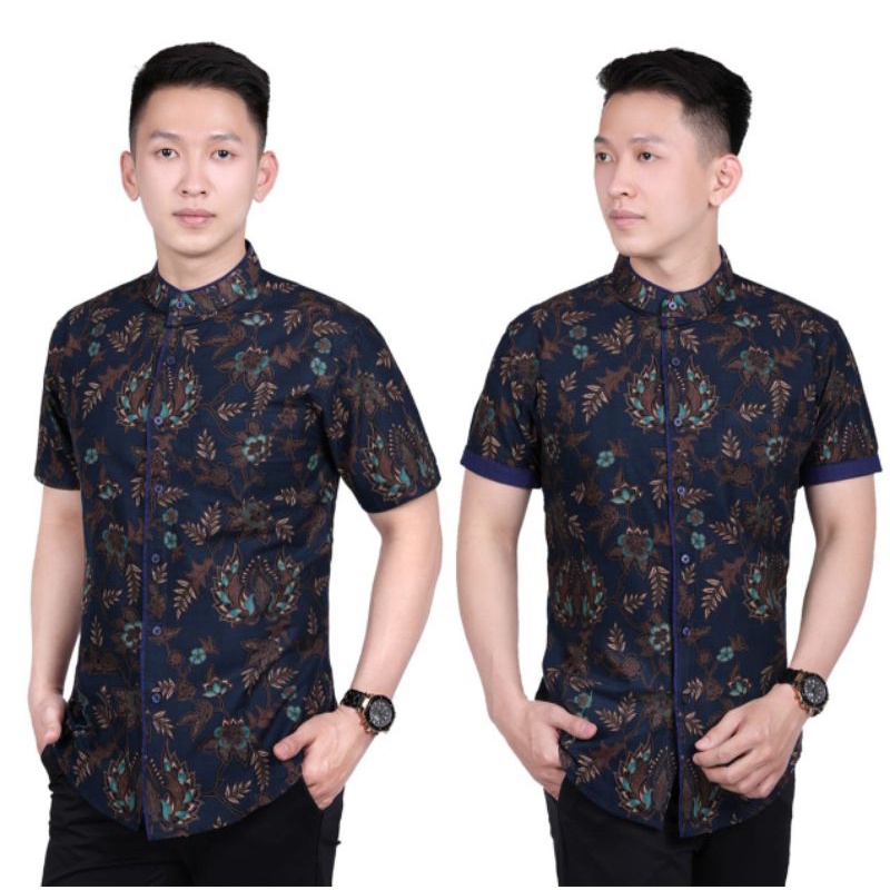 (KENGOBATIK) BATIK GAIA PRIA KERAH KOKO | KEMEJA PRIA BATIK SHANGHAI SLIM FIT KATUN PREMIUM