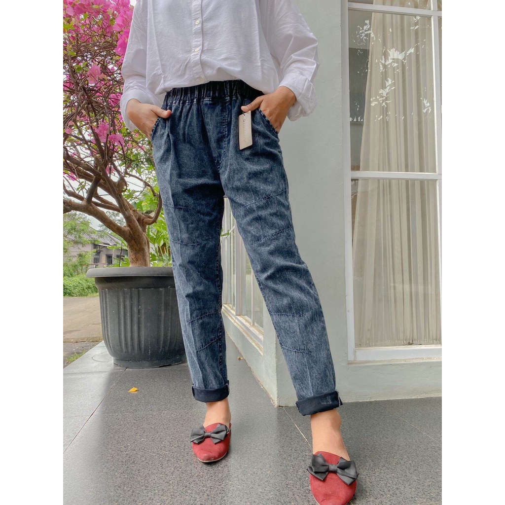 IBS Store Celana Highwaist Boyfriend jeans wanita by hq//Baggy Jeans