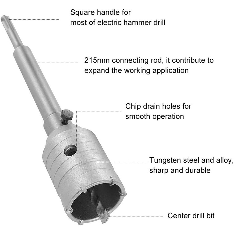 ★30/35/50/60 MM★ Mata Bor Hole Saw/Mata Bor Lubang Tembok Beton/Mata Bor Tembok Panjang Beton Hollow Core Drill Bit