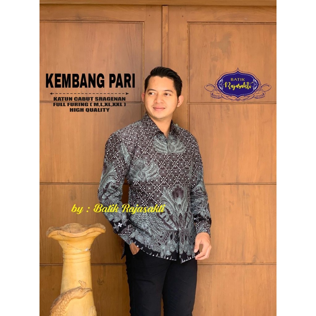 KEMBANG PARI LAWASAN Kemeja Batik Pria Katun Sragenan Full Furing