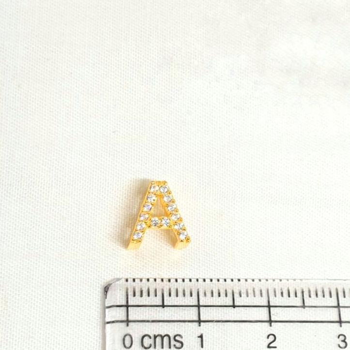 Terlaris.. KALUNG PERAK ASLI SILVER WANITA 925 LAPIS EMAS MODEL LIONTIN HURUF INISIAL ALFABET LIONTI