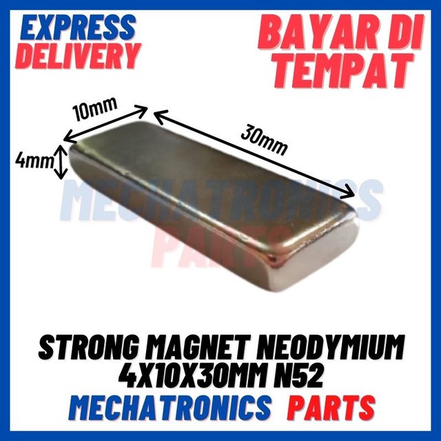 STRONG MAGNET NEODYMIUM 4X10X30MM BALOK PERSEGI PETAK 30MM N52 KOTAK