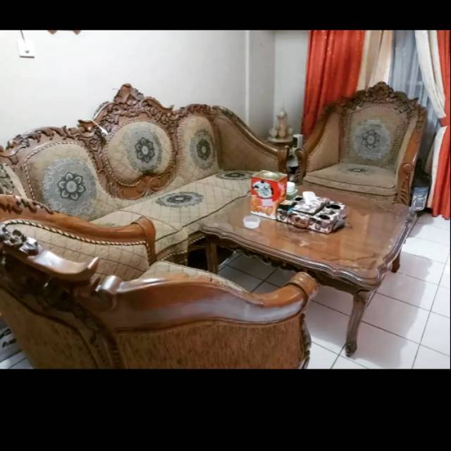Preloved kursi tamu kayu jati sofa antik