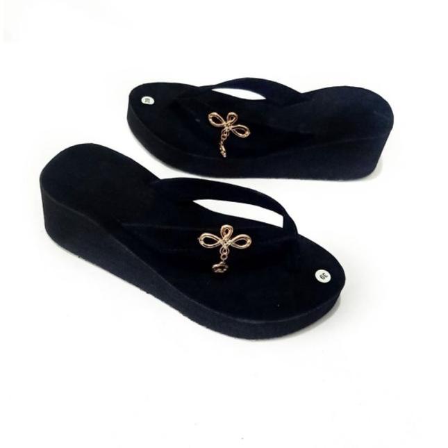 Paling Disukai.. SANDAL WEDGES BELUDRU PRADA - SANDAL WANITA TRENDY - SANDAL JAPIT SPON  WANITA