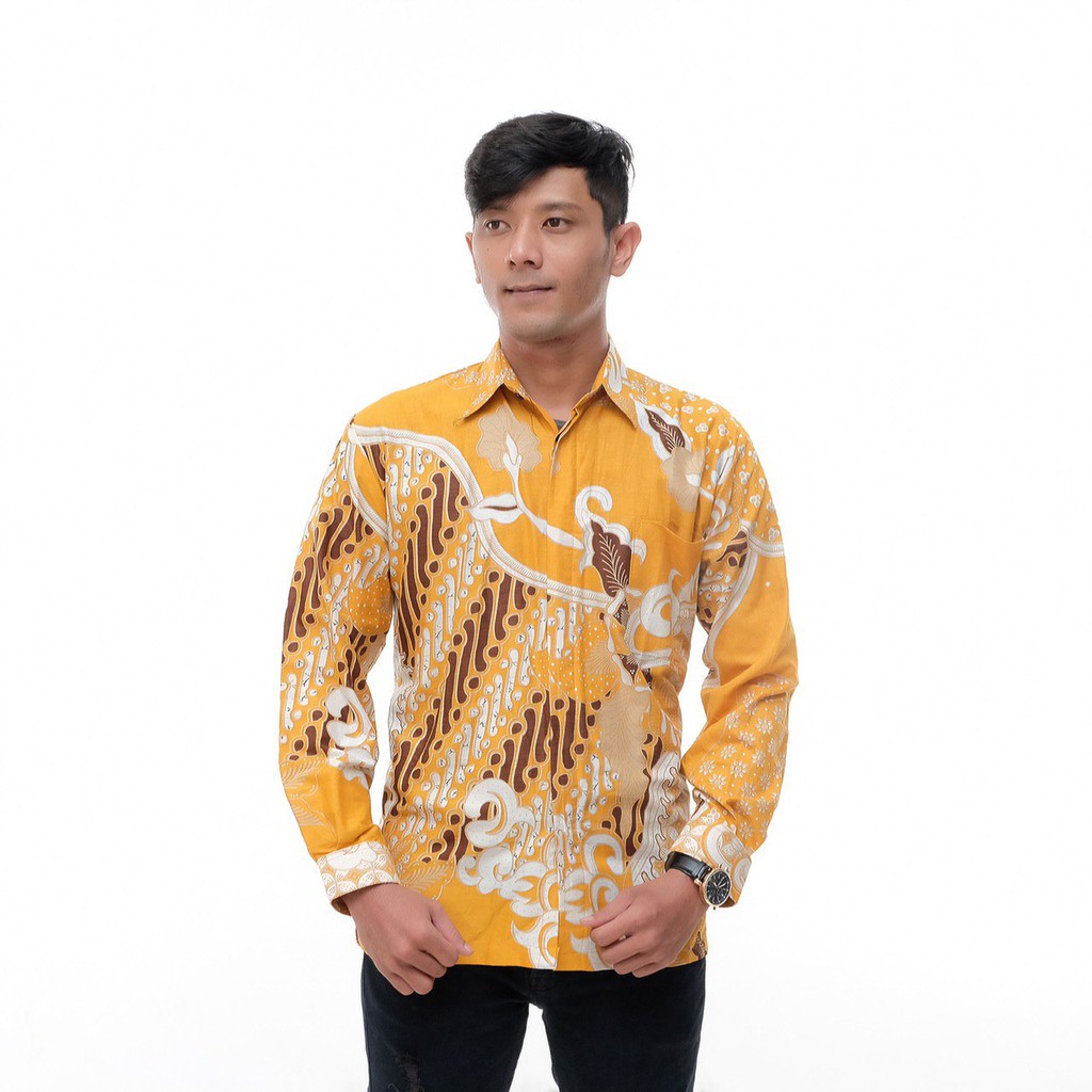 BAJU BATIK KANTOR KEMEJA PRIA PURNAMA KUNING