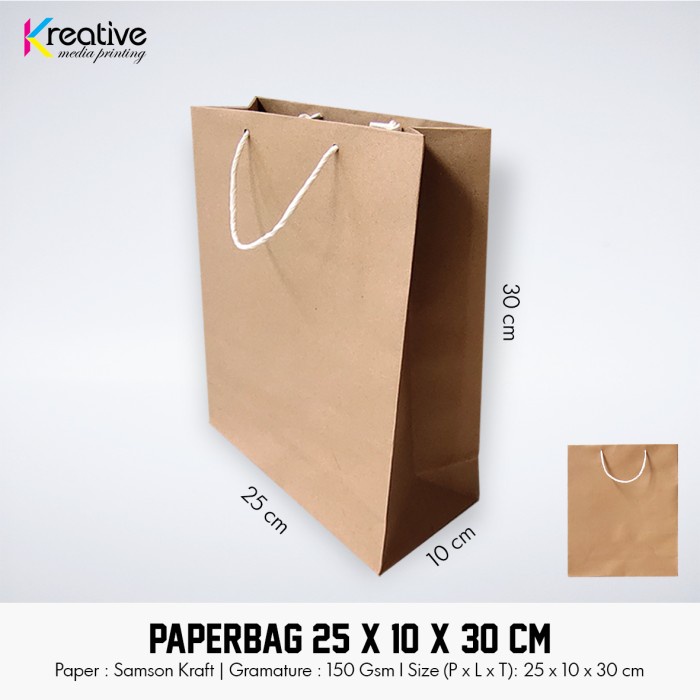 

Paperbag 25 x 10 x 30 cm (Samson Kraft 150 Gsm)