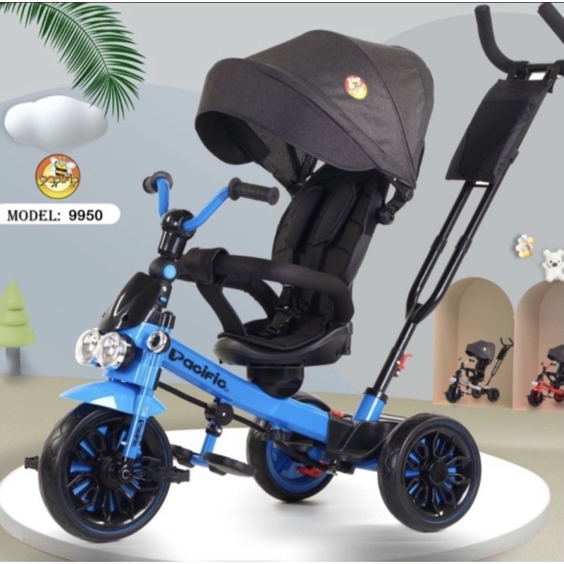 Sepeda Trike Stroller Sepeda Tiga Roda Pacific 9950 Tricycle Stroller Dorongan kurso Bisa putar