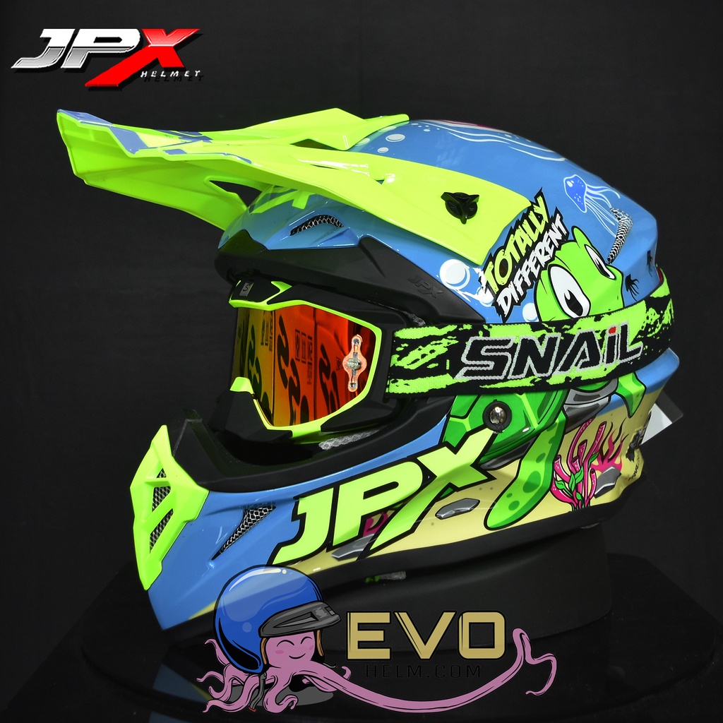 HELM JPX CROSS_FOX1 SERI X25 - LIGHT BLUE GLOSS + GOOGLE SNAIL (ONGKIR 2 KG) HELM JPX TERBARU