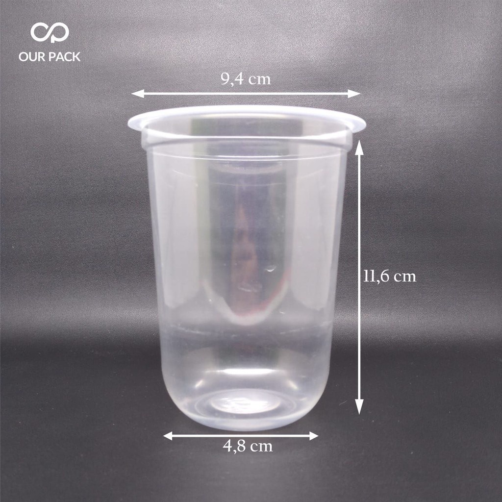 Gelas Plastik PP OvaL 16 oz cup Boba polos isi 50