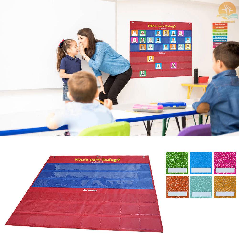 School Classroom Attendance Pocket Chart with 72 Color Cards Teacher Accessories for Classroom Management Early Education