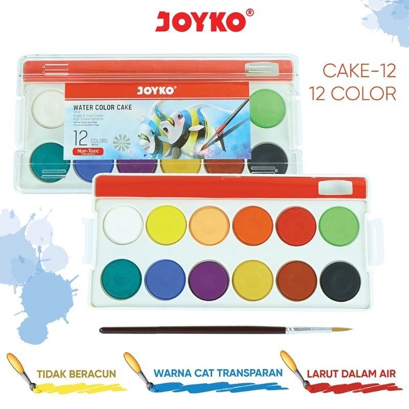 

Cat Air Water Color Titi Joyko WC-Cake-12 Set 12 Warna Palet