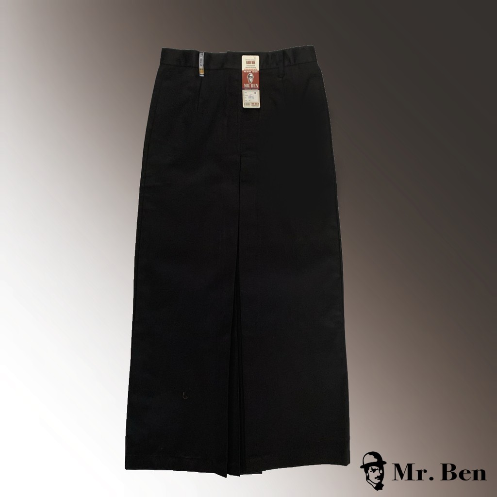 MR.BEN Seragam Sekolah Rok SMP SMA Hitam Panjang Span Pinggang Polos