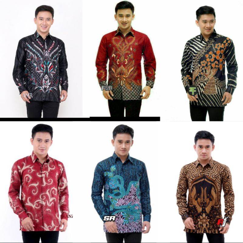 Baju batik Pria Slimfit high quality Big Size M L XL XXL Atasan Kemeja Batik Lengan Panjang Original