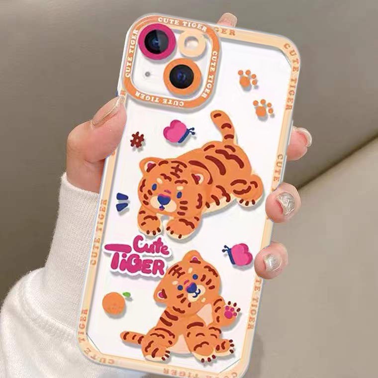 Soft Case TPU Transparan Motif Harimau Untuk Iphone 13 Pro Max / 12 / 11 / XS / XR / X / 8 / 7 / 6 Plus / SE 2020